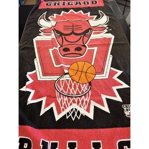 Vintage 90s Chicago Bulls NBA Basketball Beach Towel 28 x 54Black Red Rare